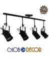 GLOBOSTAR® HOLLYWOOD 01156 Vintage Φωτιστικό Οροφής με Ντουί 4 x E27 AC 220-240V IP20 - Μαύρο - Μ13 x Π110 x Υ38cm